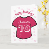 女子サッカー/サッカーシャツ10歳の誕生日 カード (黄色い花)