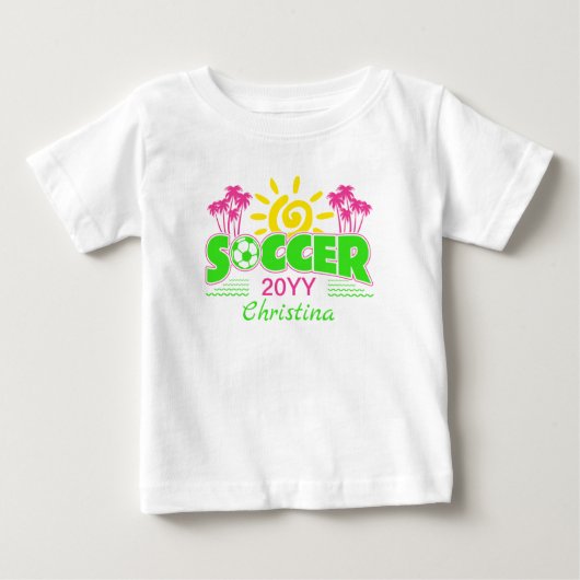 女子サッカー サンシャイン パームツリー ベビーTシャツ (正面)