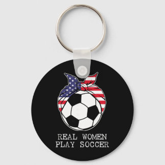 女子サッカー フラグ プレーヤー コーチ 本物の女性がプレーする S キーホルダー