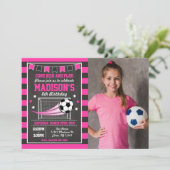 女子サッカー 誕生日 写真 招待状 (スタンド正面)