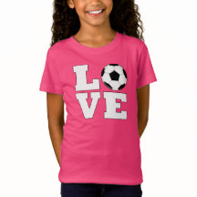 女子サッカーLOVEかわいいサッカー選手のTシャツ