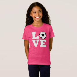 女子サッカーLOVEかわいいサッカー選手のTシャツ Tシャツ