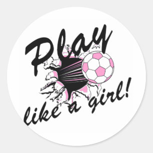 女子サッカーTシャツとギフト。 ラウンドシール