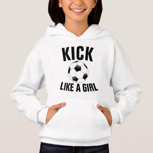 女子サッカーTシャツのようなキック&フード付 (正面)
