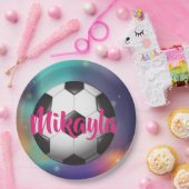 女子サパーソナライズされたッカー銀河系誕生日プレート ペーパープレート (パーティー)