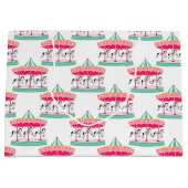 女子サーカス回転木馬パターン大パーティーバッグ ラージペーパーバッグ (正面)