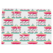 女子サーカス回転木馬パターン大パーティーバッグ ラージペーパーバッグ (裏面)