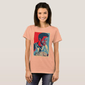 女子ジャスティン・オバマスタイルポスターTシャツ Tシャツ (正面フル)