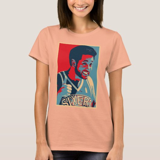 女子ジャスティン・オバマスタイルポスターTシャツ Tシャツ (正面)