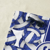 女子ジャージーナンバーブルー白いバレーボール ビーチタオル (インサイチュ)