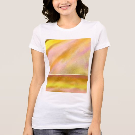 女子ジャージーTシャツサンレイクアートイエロー+文字 Tシャツ (正面)