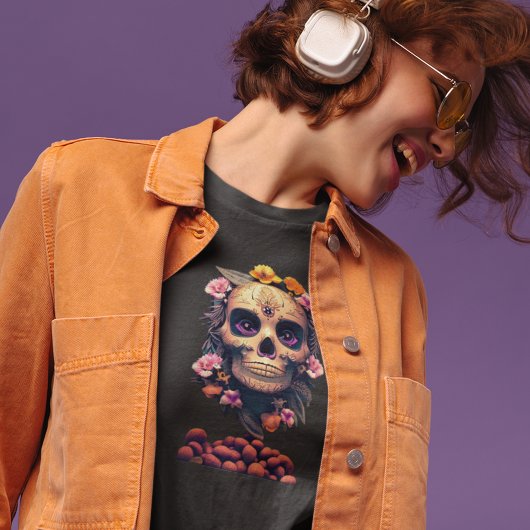 女子スカルTシャツ。ゴールデンベリーシーズ深いシャツ Tシャツ