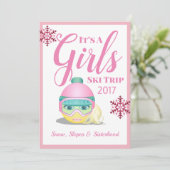 女子スキー旅行スキー絵文字 招待状 (スタンド正面)