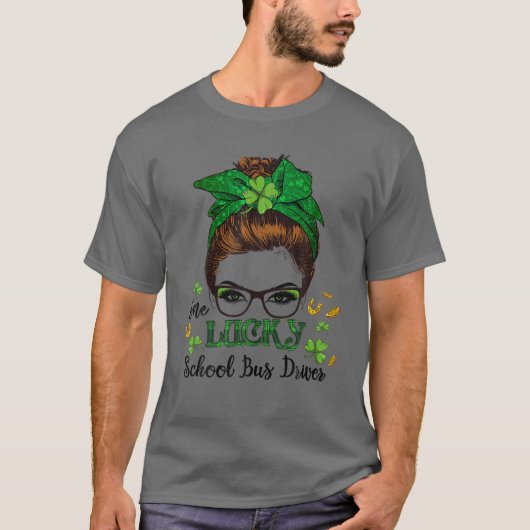 女子スクールバスドライバーSt patricks dayラッキーシャ Tシャツ (正面)