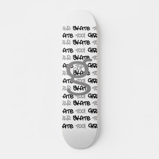 女子スケートも！ – ホワイトスケートボード – (blk & gray) スケートボード (正面)