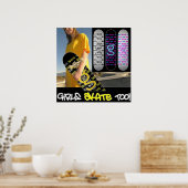 女子スケートも！ースケートボードのポスター ポスター (キッチン)