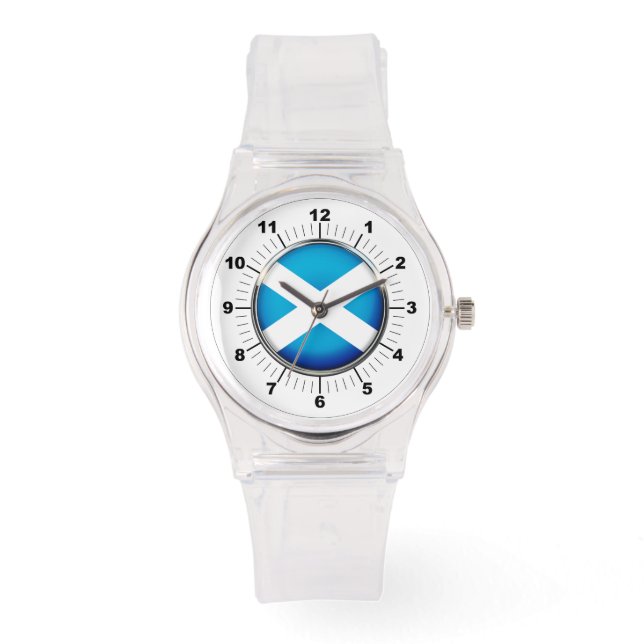 女子スコットランド国旗のスポーティピンクシリコンウォッチ 腕時計 (正面)