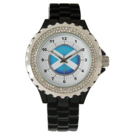 女子スコットランド国旗Rhinestone Enamel Watch 腕時計