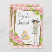 女子スタイリッシュ10代のバースデーパーティ招待状 招待状 (正面/裏面)