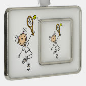 女子スティックフィギュアテニス選手 シルバープレートフレームオーナメント (右)