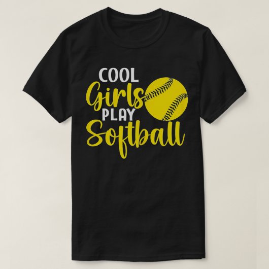 女子スポーツおもしろい女子カッコいいソフトボール Tシャツ (デザイン正面)