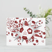 女子スポーツの誕生日マルーンサッカーボールのスター 案内状 (スタンド正面)