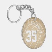 女子スポーツカスタム金ゴールドバレーボール キーホルダー (正面左)