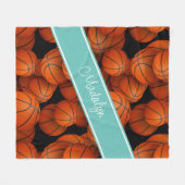 女子スポーツギフトカスタムアスリート名バスケットボール フリースブランケット (正面(横))