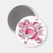 女子スポーツチームのギフトバスケットがピンクの星 マグネット (正面/裏面)