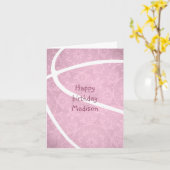 女子スポーツバスケットボールのダスティピンクハッピーバースデー カード (黄色い花)