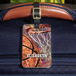 女子スポーツバスケットボールパープルピンク彼女の名前 ラゲッジタグ