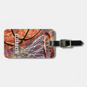 女子スポーツバスケットボールパープルピンク彼女の名前 ラゲッジタグ (正面横)