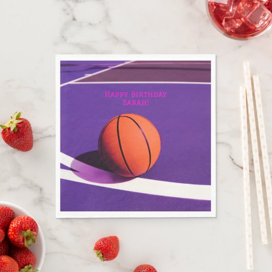 女子スポーツモダンキッズパープルコートバスケットボール スタンダードランチョンナプキン (インサイチュ)
