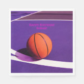 女子スポーツモダンキッズパープルコートバスケットボール スタンダードランチョンナプキン (正面)