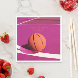 女子スポーツモダンキッズピンクコートバスケットボール スタンダードランチョンナプキン