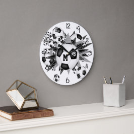 女子スポーツルームのデカールのサッカーボールのパンク ラージ壁時計