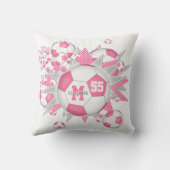 女子スポーツルームピンク色のグレーサッカーボールのパンク クッション (裏面)