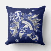 女子スポーツルームブルーホワイトバレーボールのスター クッション (正面)