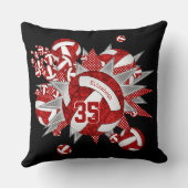 女子スポーツルーム赤ホワイトバレーボールのスター クッション (裏面)