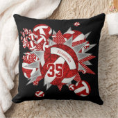 女子スポーツルーム赤ホワイトバレーボールのスター クッション (ブランケット)