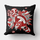 女子スポーツルーム赤ホワイトバレーボールのスター クッション (正面)