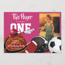 女子スポーツ1期誕生日ベースボールピンク招待状 招待状