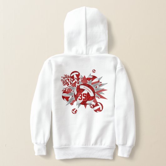 女子スポーティーな赤い白いバレーボールのスター (レイダウン裏面)