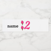 女子セカンドバースデーパーティーピンクアイスクリーム ペットボトルラベル (シングルラベル)