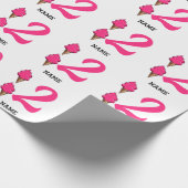 女子セカンドバースデーパーティーピンクアイスクリーム ラッピングペーパー (角)