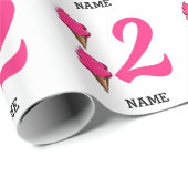 女子セカンドバースデーパーティーピンクアイスクリーム ラッピングペーパー (ロールコーナー)