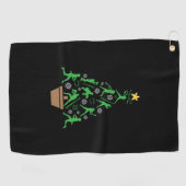 女子ソフトボールのクリスマスツリー ゴルフタオル (横)