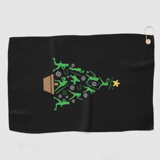 女子ソフトボールのクリスマスツリー ゴルフタオル (横)