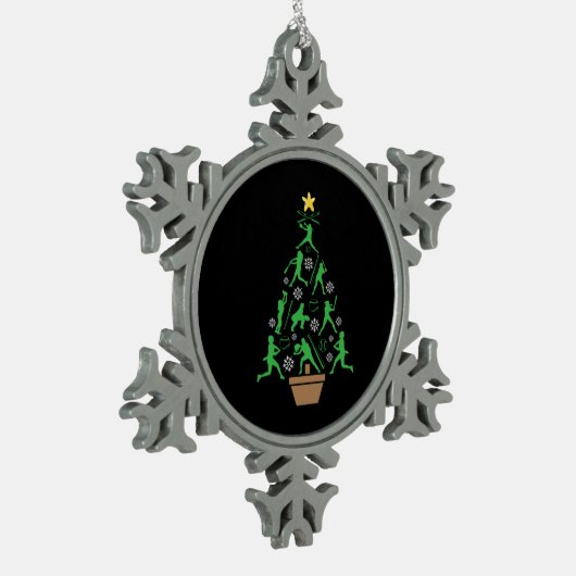 女子ソフトボールのクリスマスツリー スノーフレークピューターオーナメント (左)