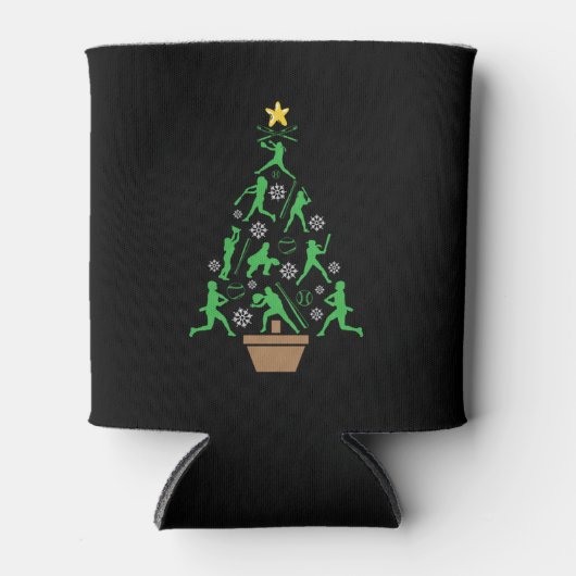 女子ソフトボールのクリスマスツリー 缶クーラー (正面)